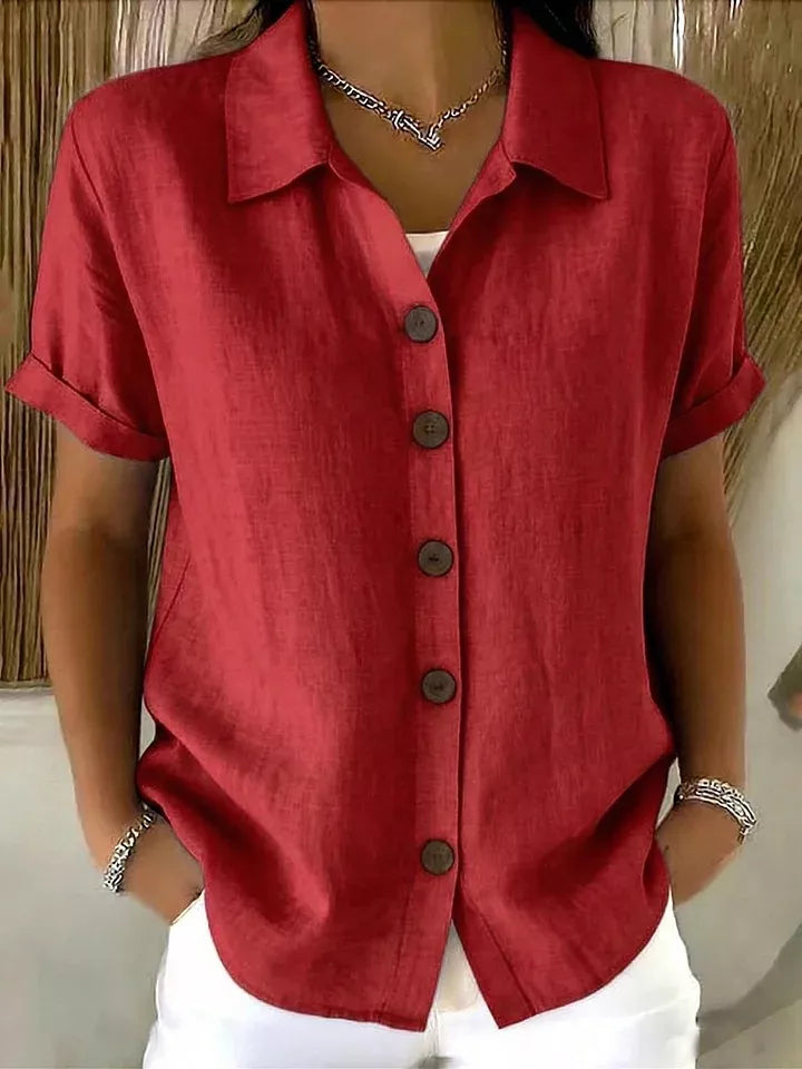Full Size Button-Down Short Sleeve Shirt Plus Size
