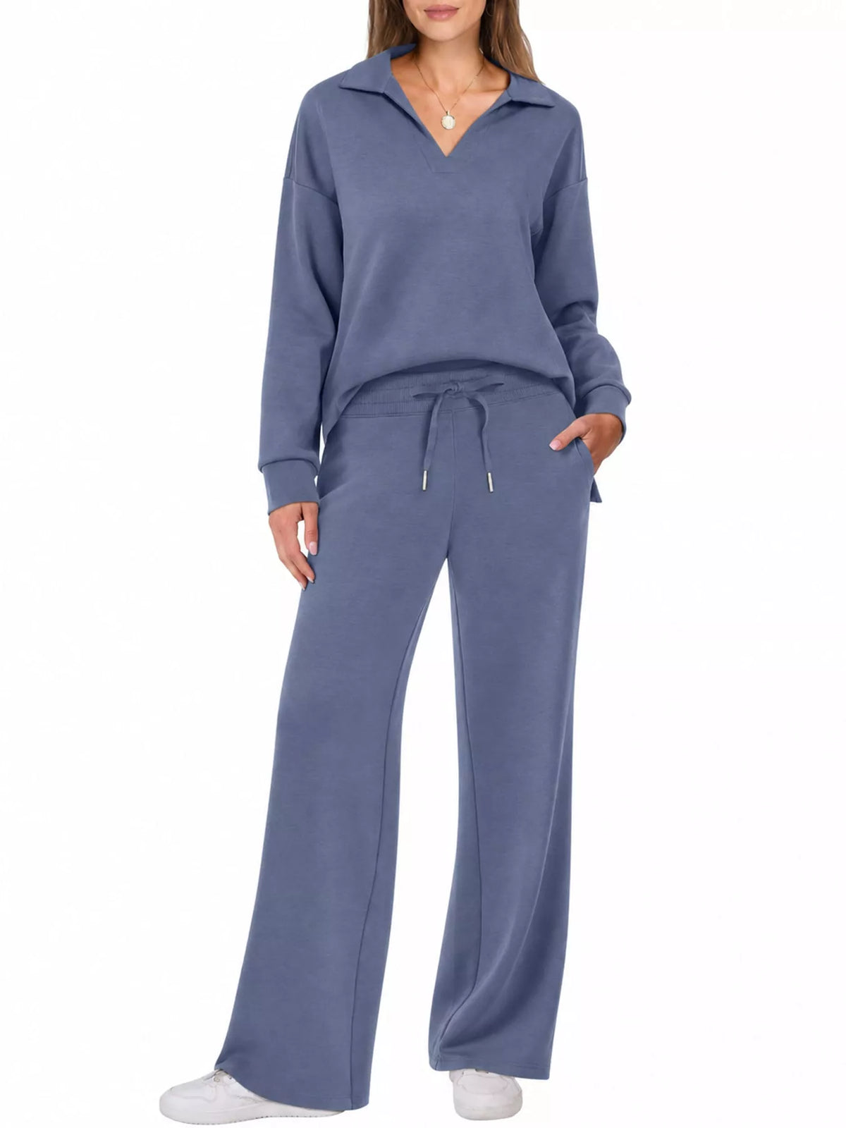 Dropped Shoulder Top and Pants Set
