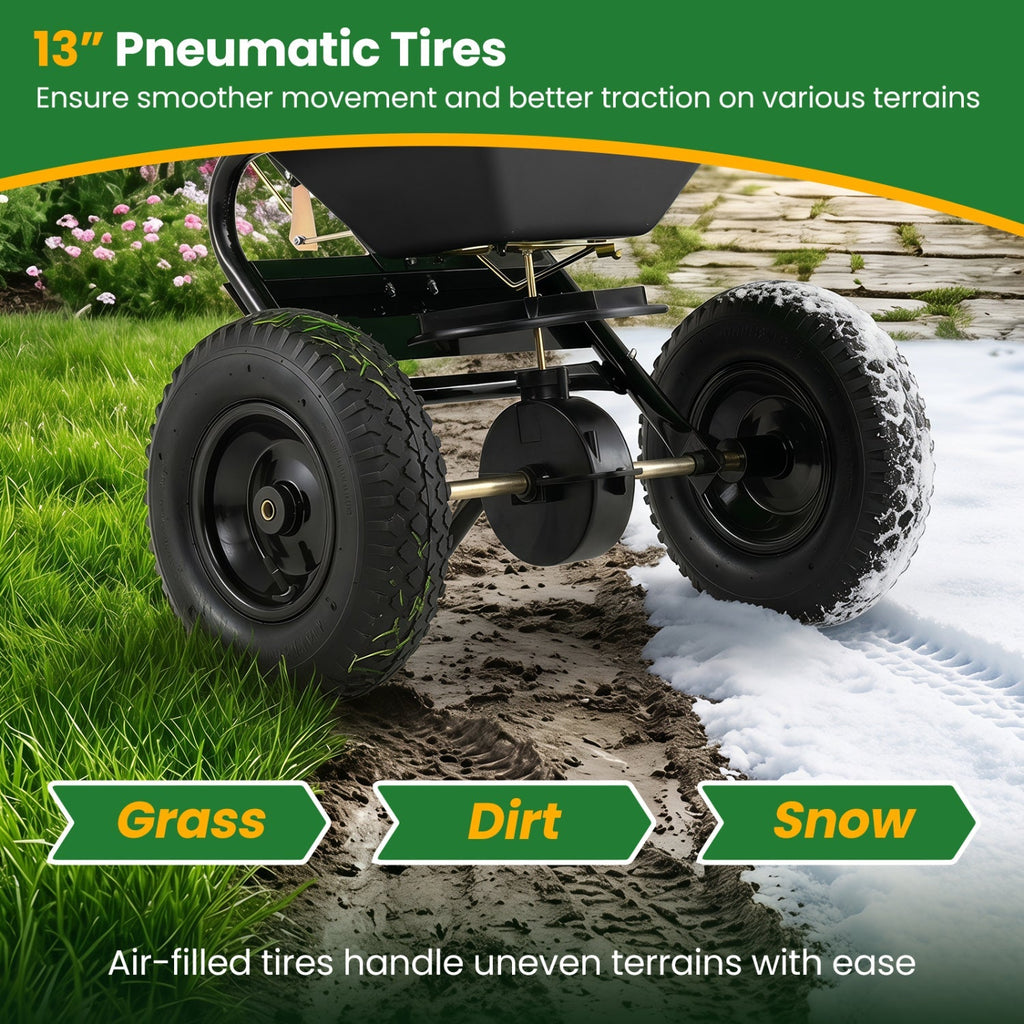 Walk-Behind Broadcast Spreader 66 LBS with 13" Tires