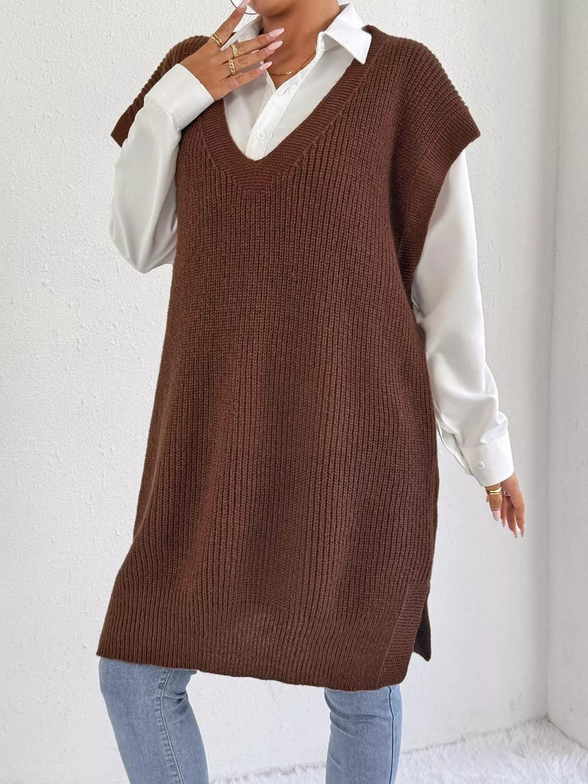 Oversized V-Neck Sweater Vest