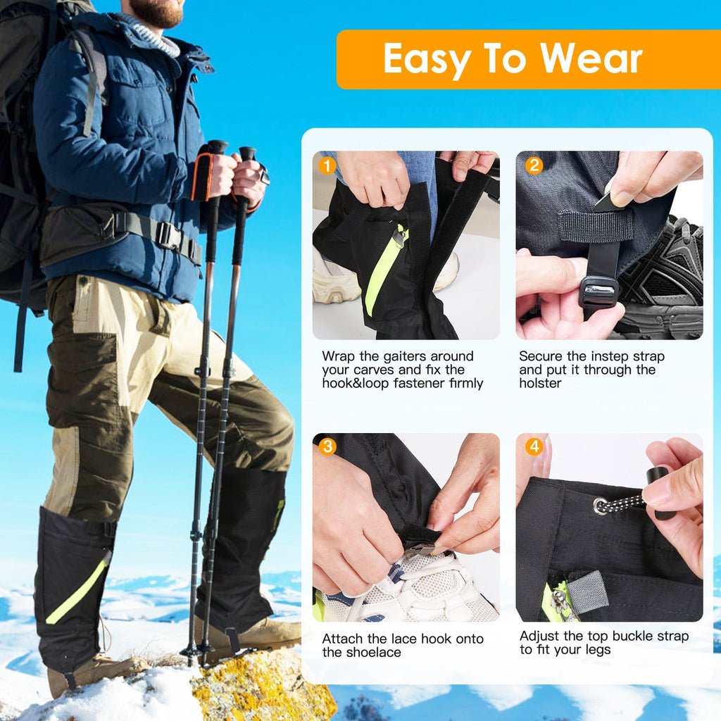 Leg Gaiters for Snow, Waterproof Leg Cover for Hiking