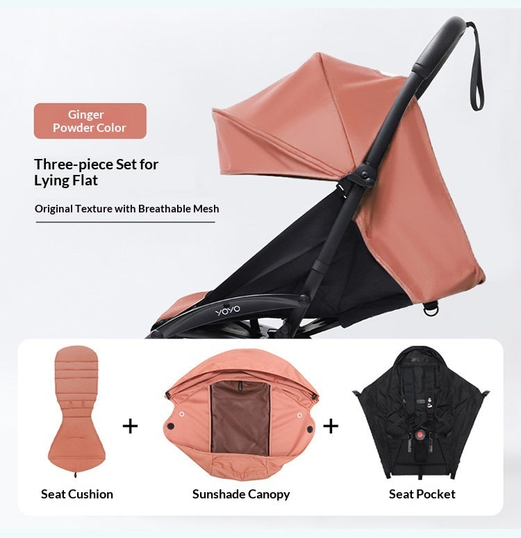 Stroller Flat-recline Three-piece Set Canopy And Seat Pad