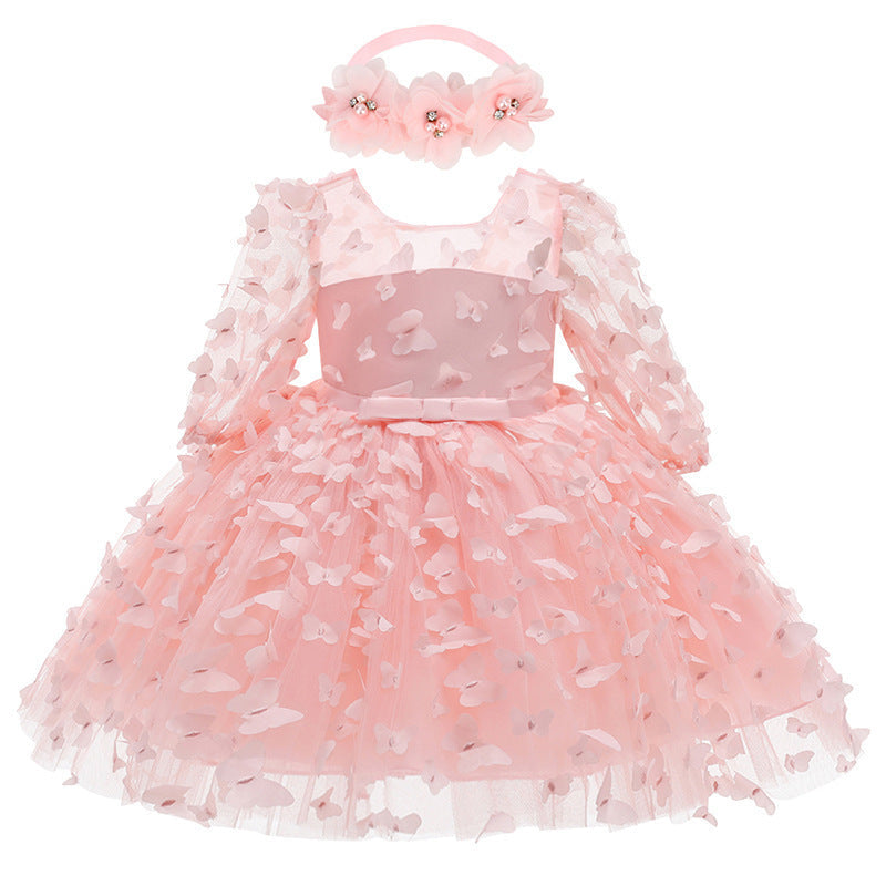 Baby And Toddler Mid-sleeve Dress Childrens Formal Gown