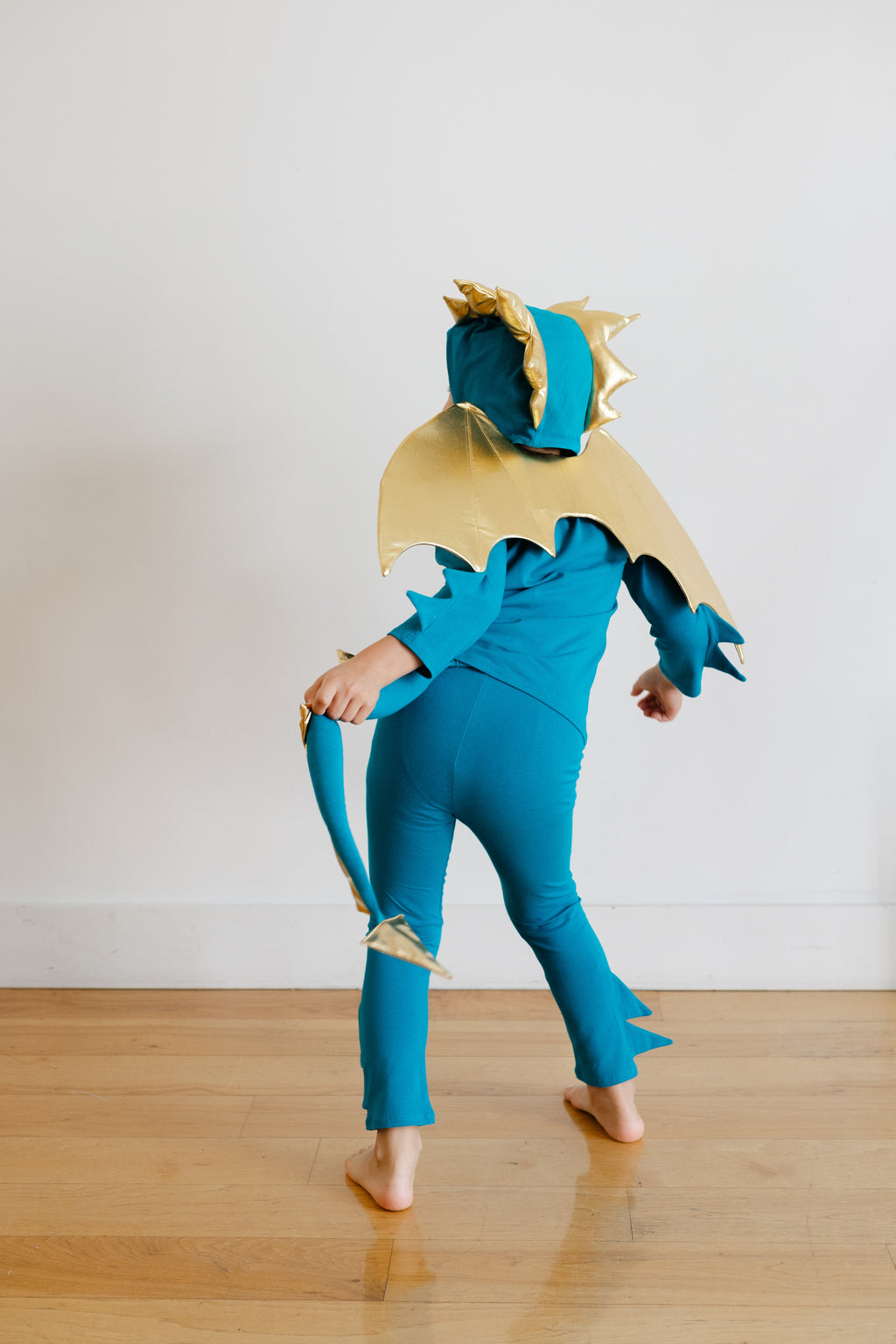 Jade Blue and Gold Dragon Costume