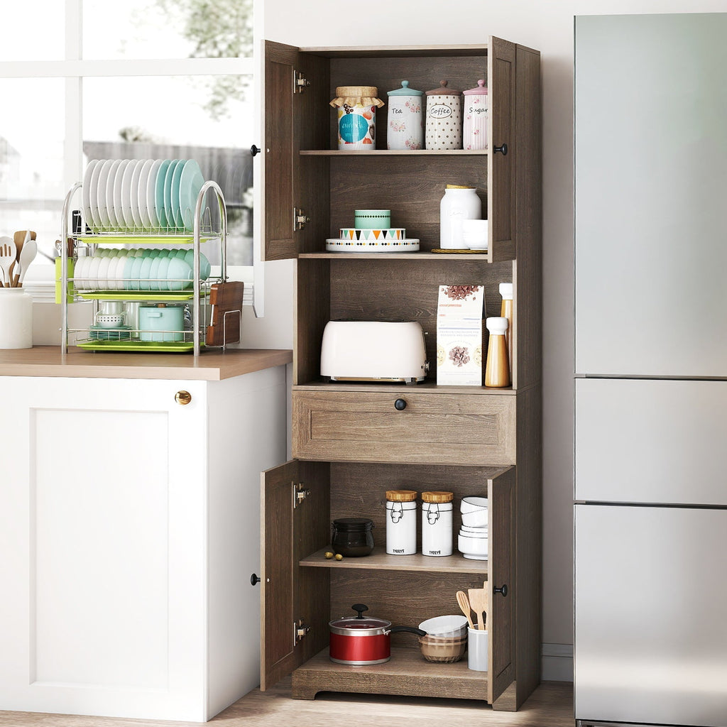 67.5 Inch Tall Modern Freestanding Floor Storage Cabinet with 4 Doors and 1 Drawer