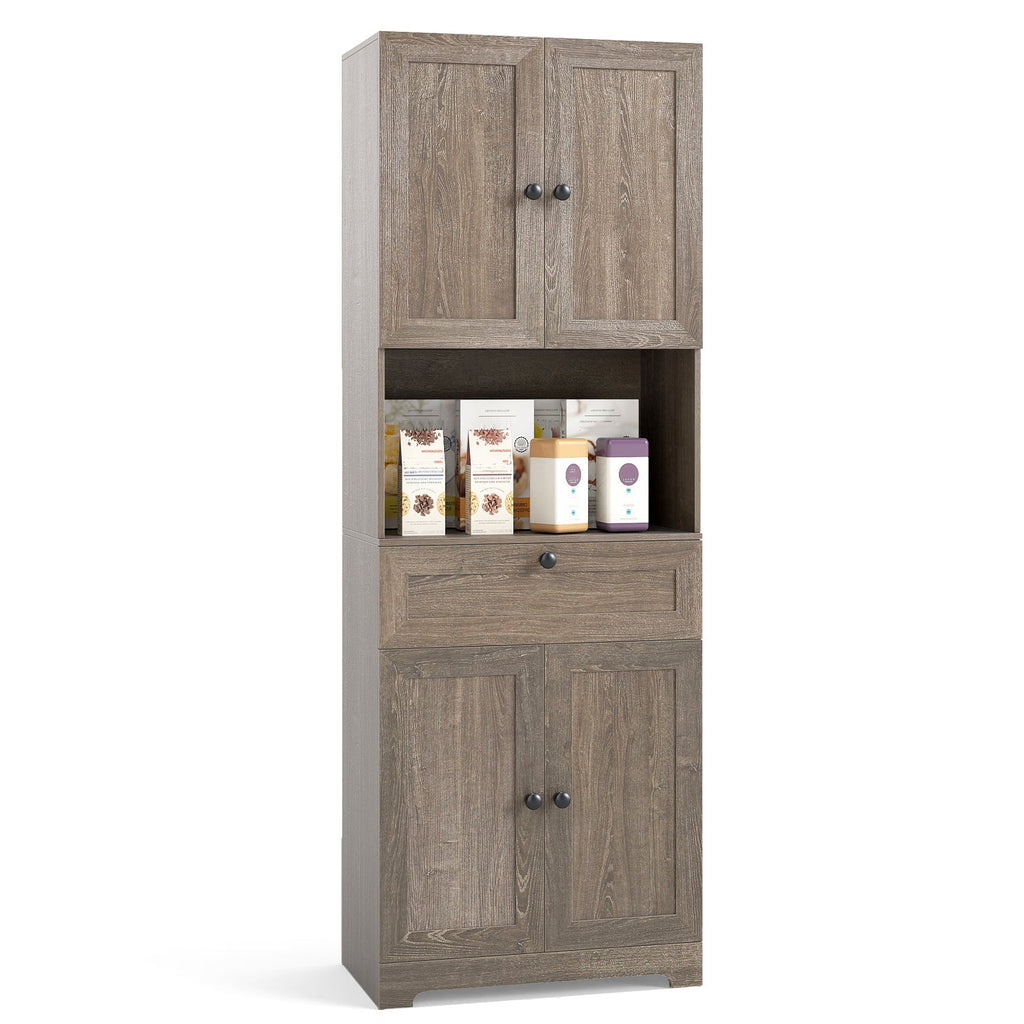 67.5 Inch Tall Modern Freestanding Floor Storage Cabinet with 4 Doors and 1 Drawer