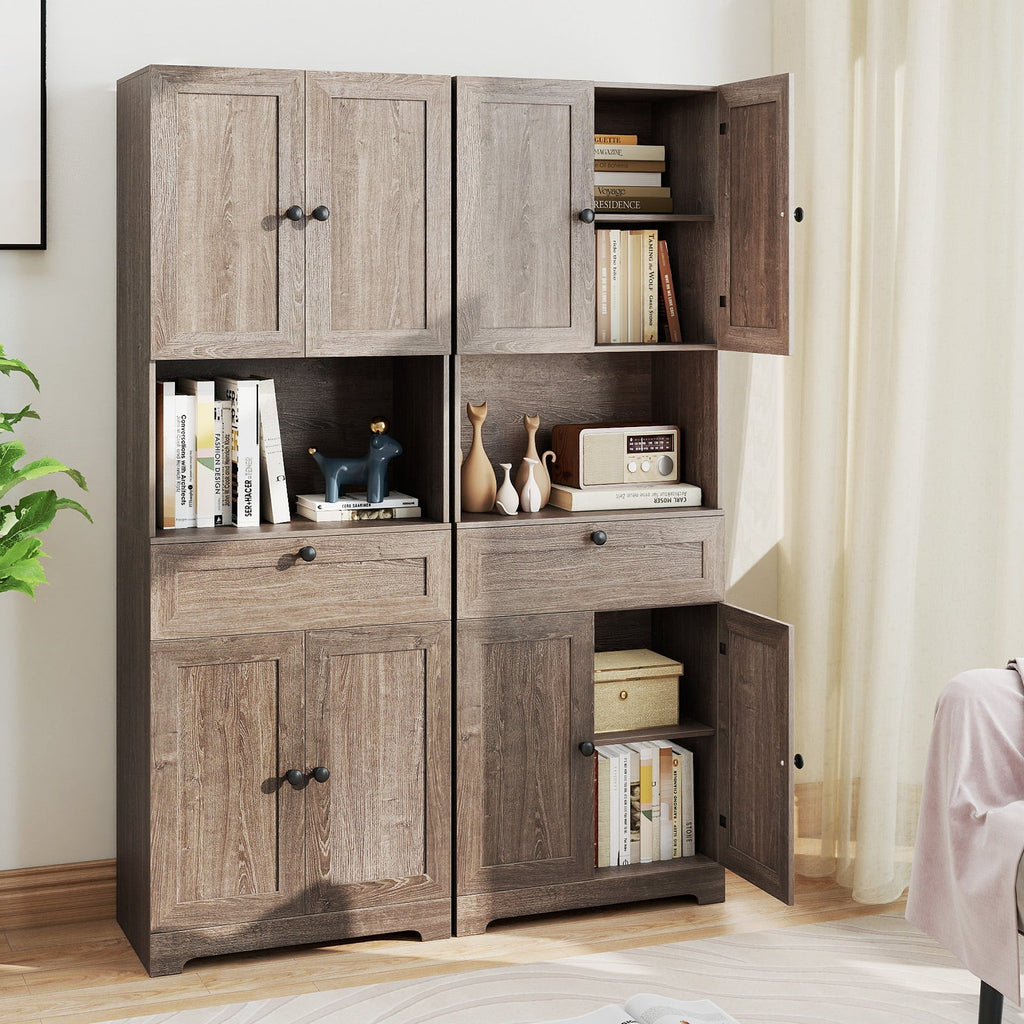 67.5 Inch Tall Modern Freestanding Floor Storage Cabinet with 4 Doors and 1 Drawer