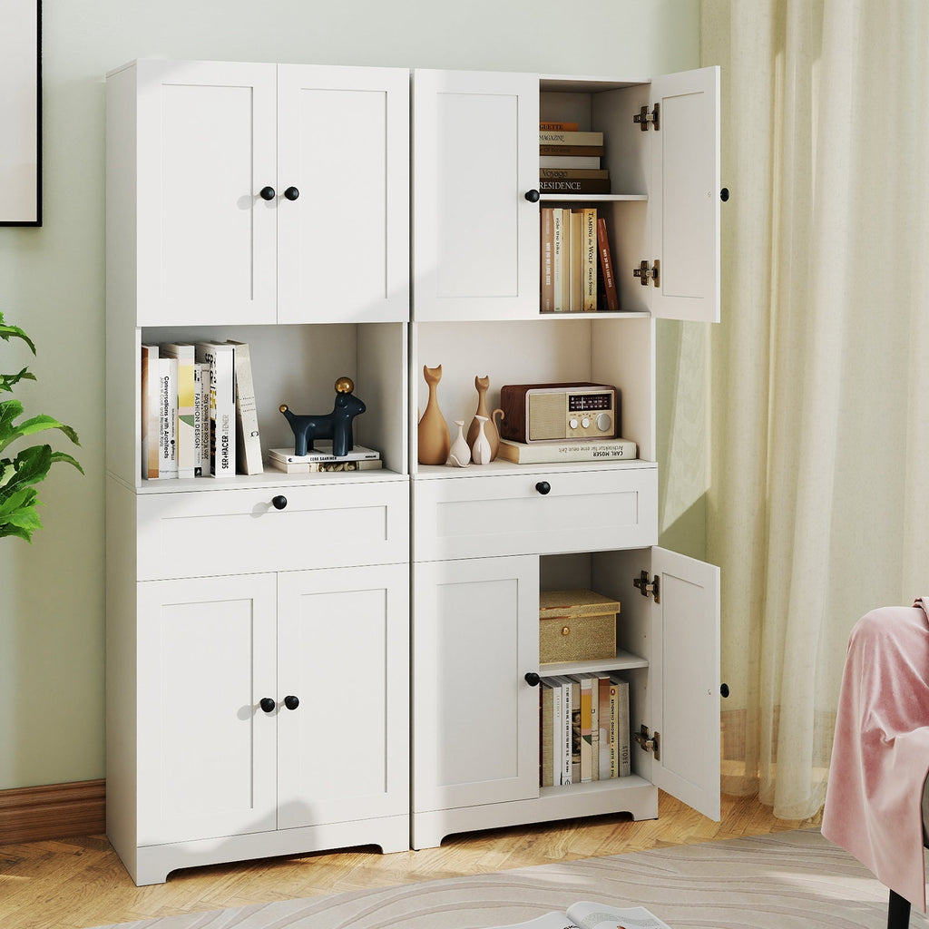 67.5 Inch Tall Modern Freestanding Floor Storage Cabinet with 4 Doors and 1 Drawer