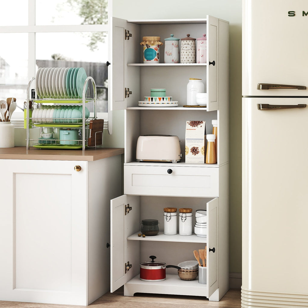 67.5 Inch Tall Modern Freestanding Floor Storage Cabinet with 4 Doors and 1 Drawer