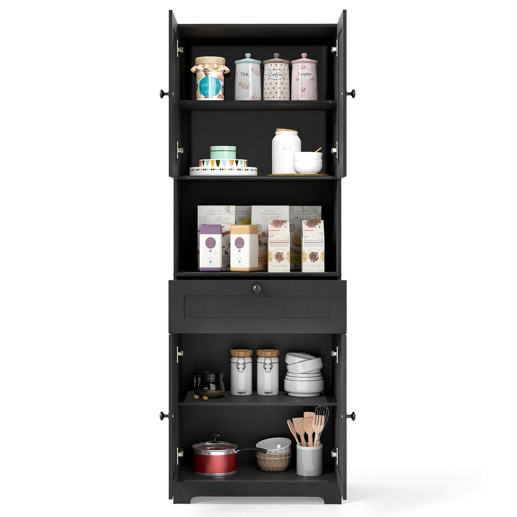 67.5 Inch Tall Modern Freestanding Floor Storage Cabinet with 4 Doors and 1 Drawer