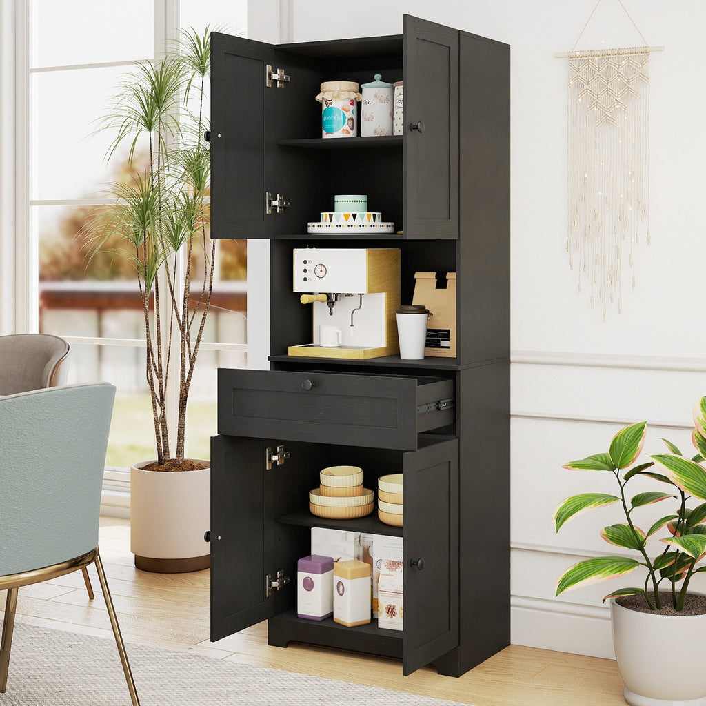67.5 Inch Tall Modern Freestanding Floor Storage Cabinet with 4 Doors and 1 Drawer