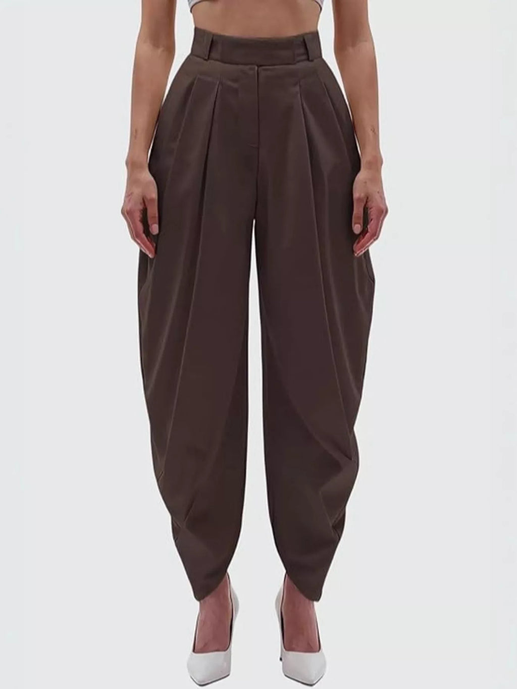 High-Waisted Pleated Drape Pants