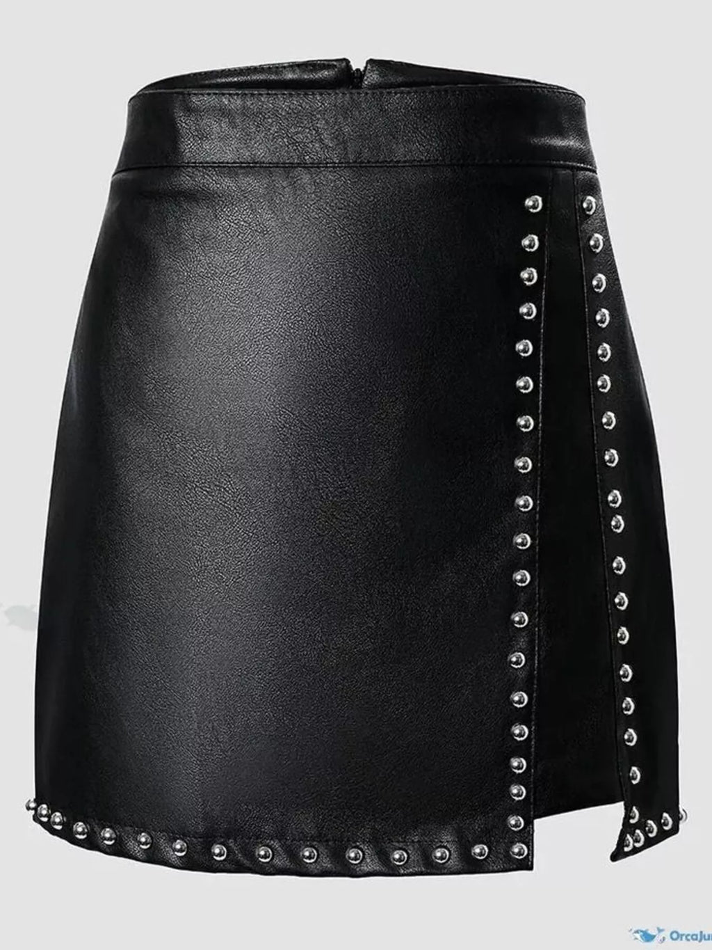 High-Waisted Studded Mini Skirt