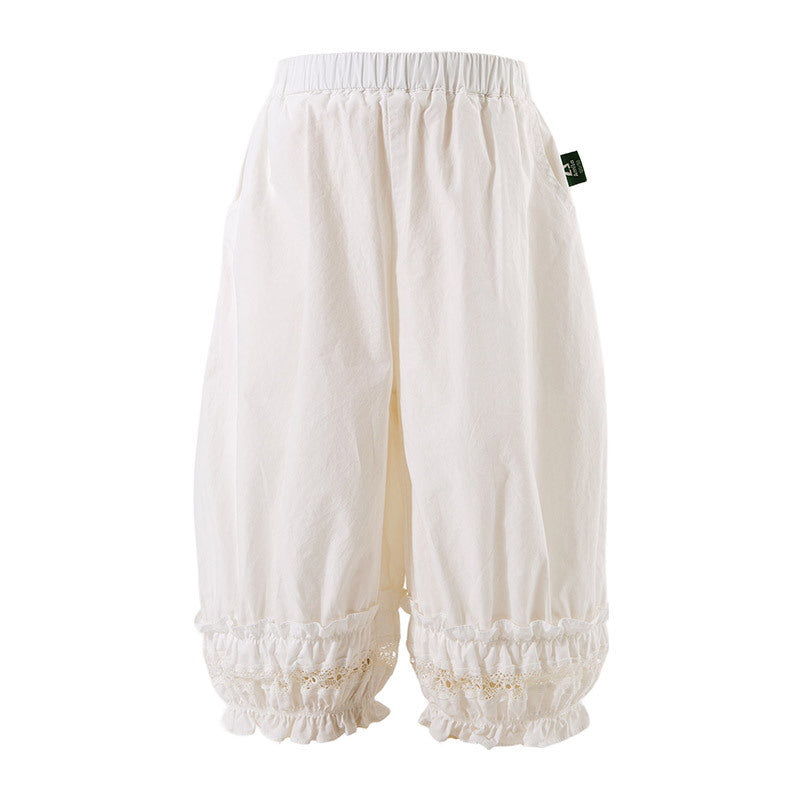 Kids Casual Pants Double-layered Lace-trimmed Ruffle Bloomers