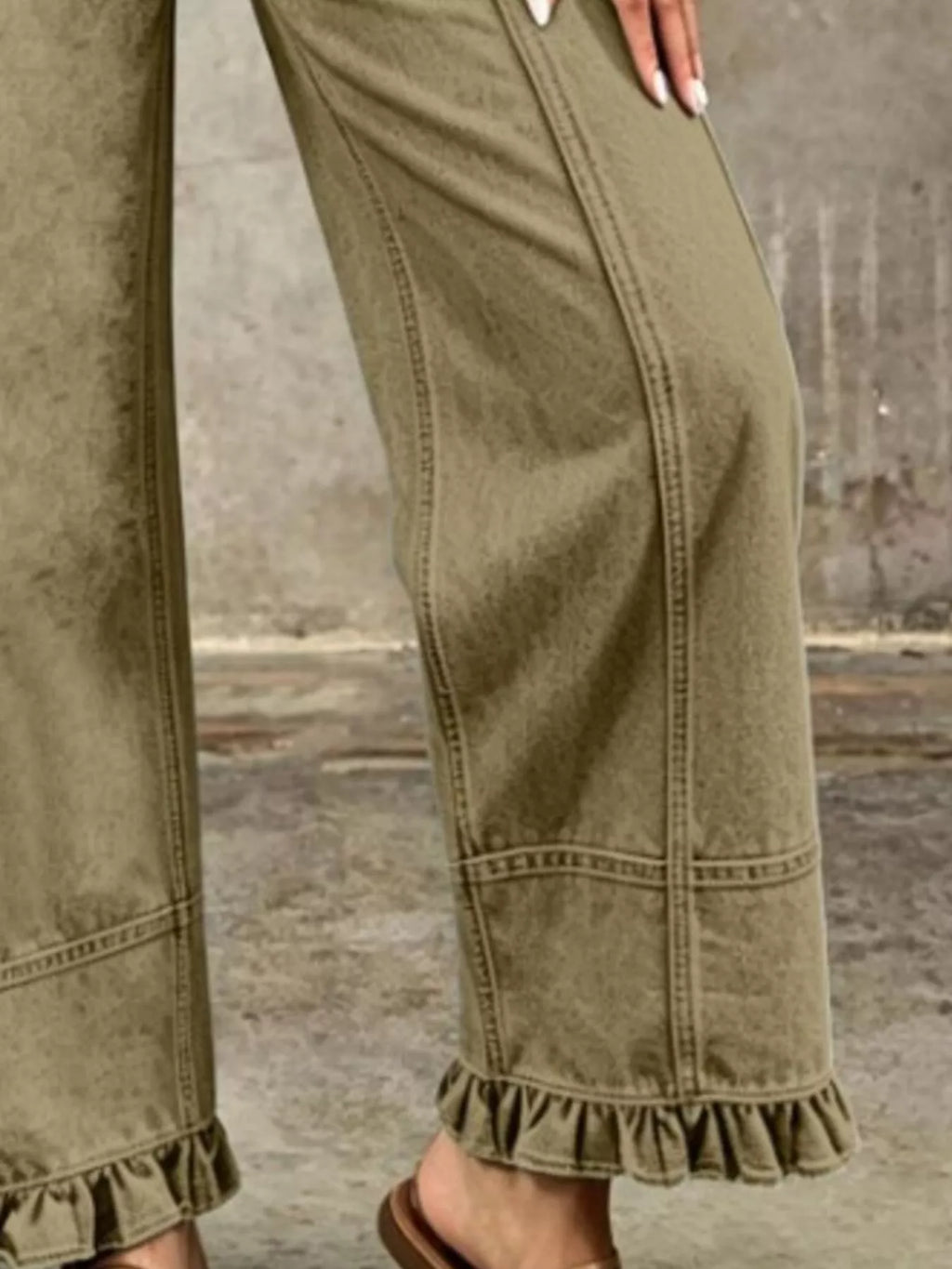 Full Size High-Waisted Wide-Leg Ruffle Hem Jeans Plus Size
