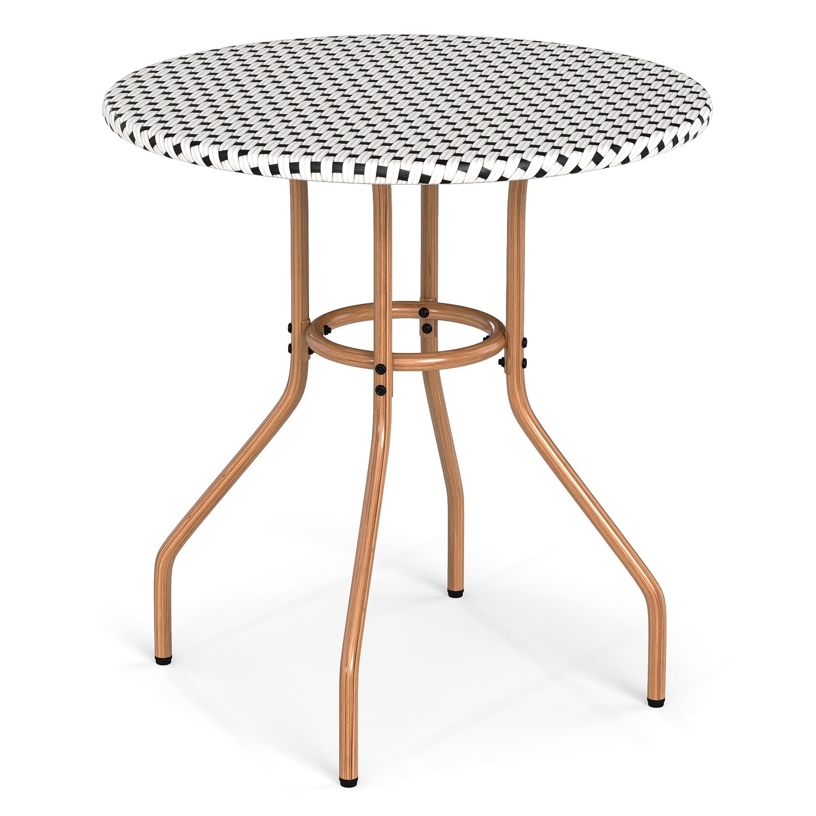 27.5 inch Outdoor Bistro Table with Heavy Duty Metal Frame and Adjustable Foot Pads-white