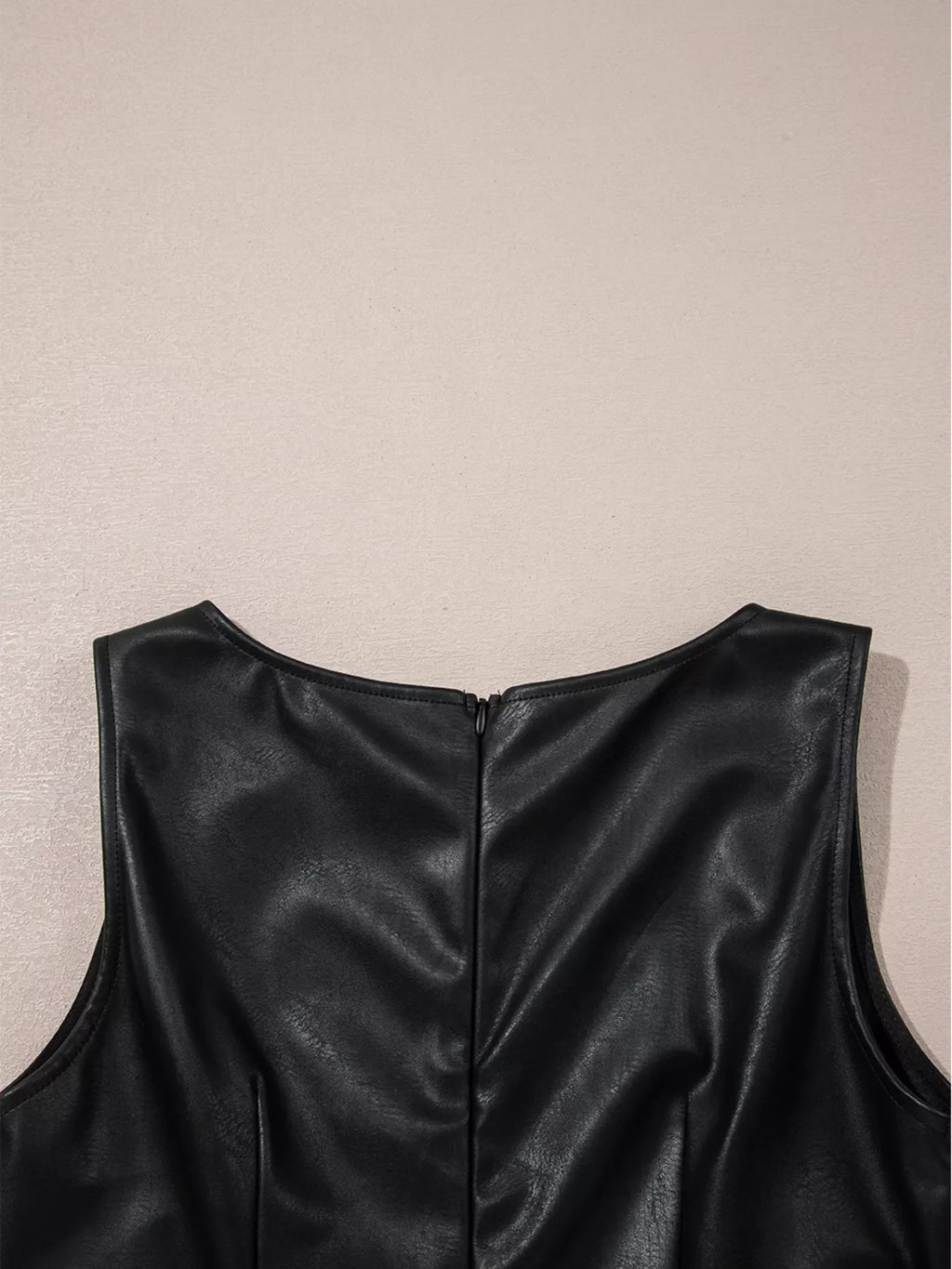Vegan Leather Sleeveless Mini Dress