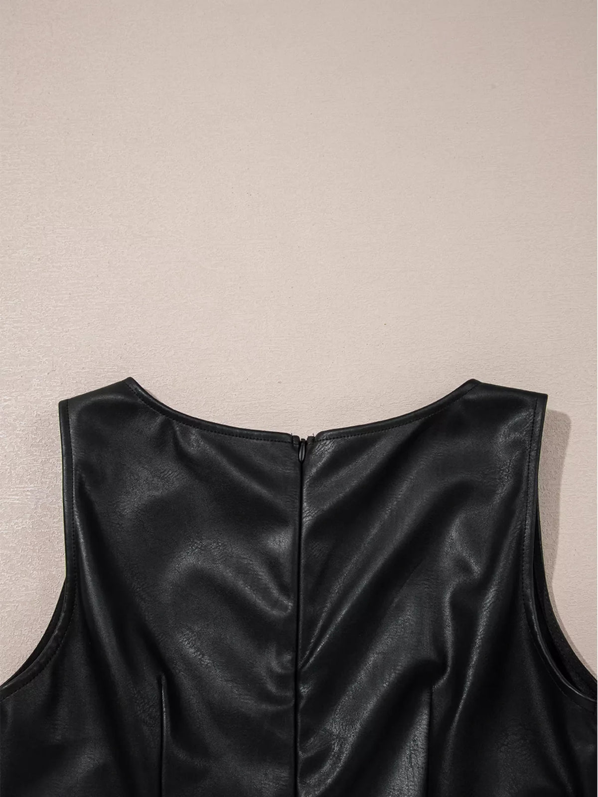 Vegan Leather Sleeveless Mini Dress