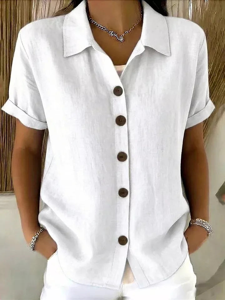 Full Size Button-Down Short Sleeve Shirt Plus Size
