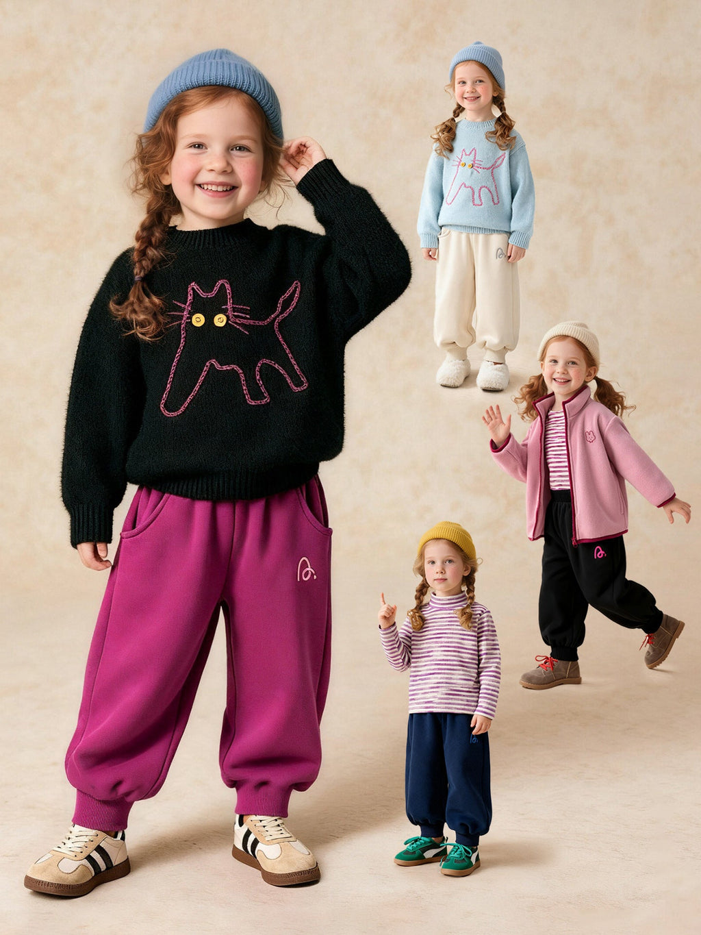 Warm Comfortable And Versatile Fleece-lined Jogger Pants For Boys And Girls