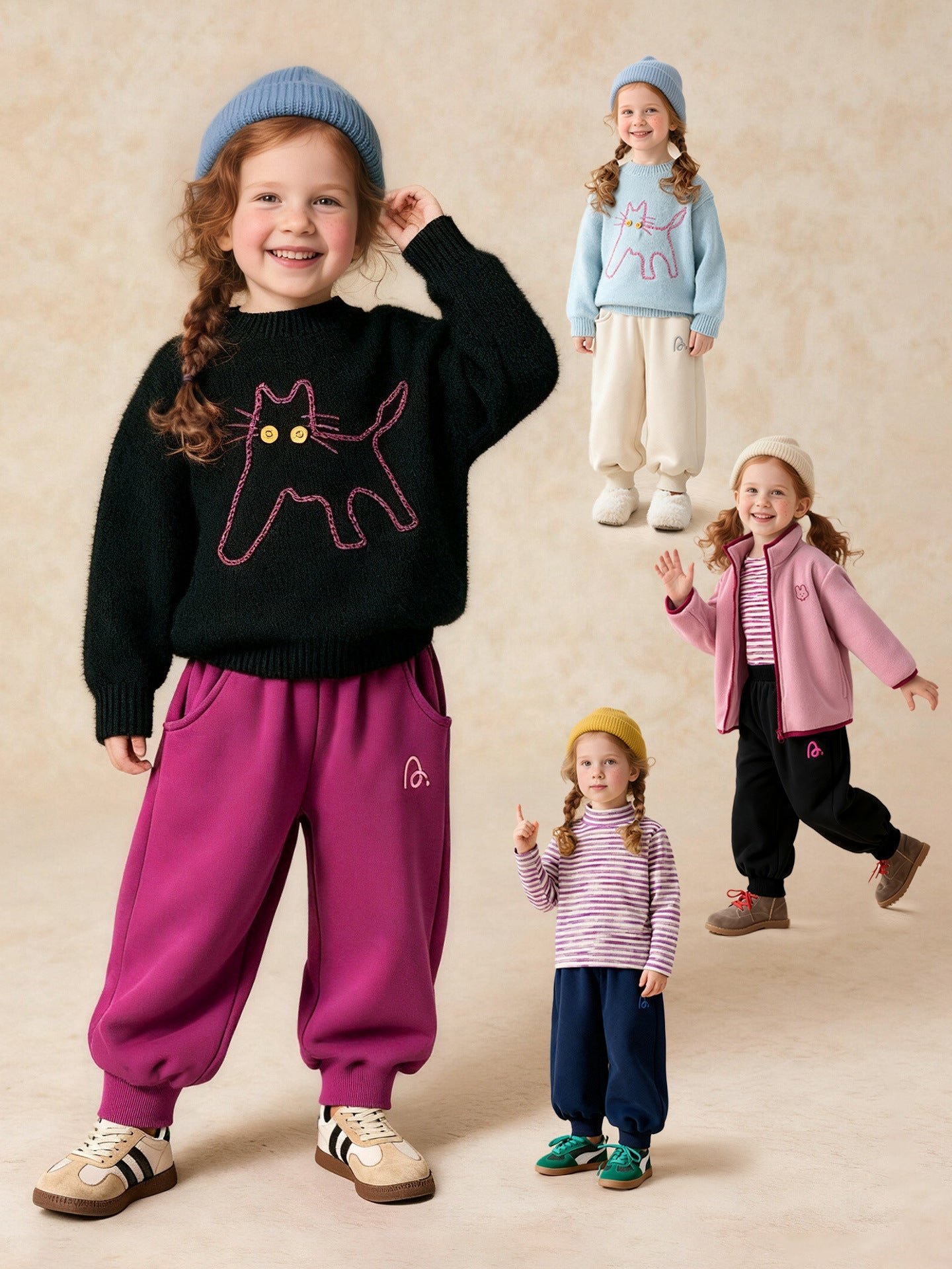 Warm Comfortable And Versatile Fleece-lined Jogger Pants For Boys And Girls