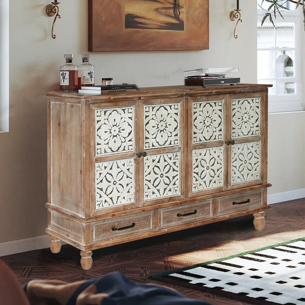 Chic Distressed Cabinets with Ample Storage - Multicolor