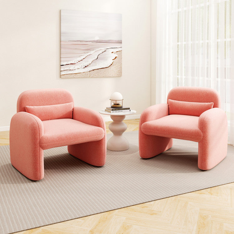 Set of 2 Modern Accent Chair and Marble Top Side Table Set