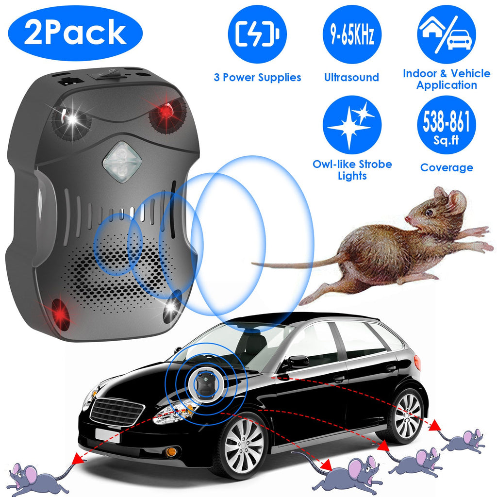 Under Hood Ultrasonic Rodent Repeller for Vehicle 2 Pack