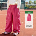 Kids Solid-Color Loose-Fit Wide-Leg Cropped Pants