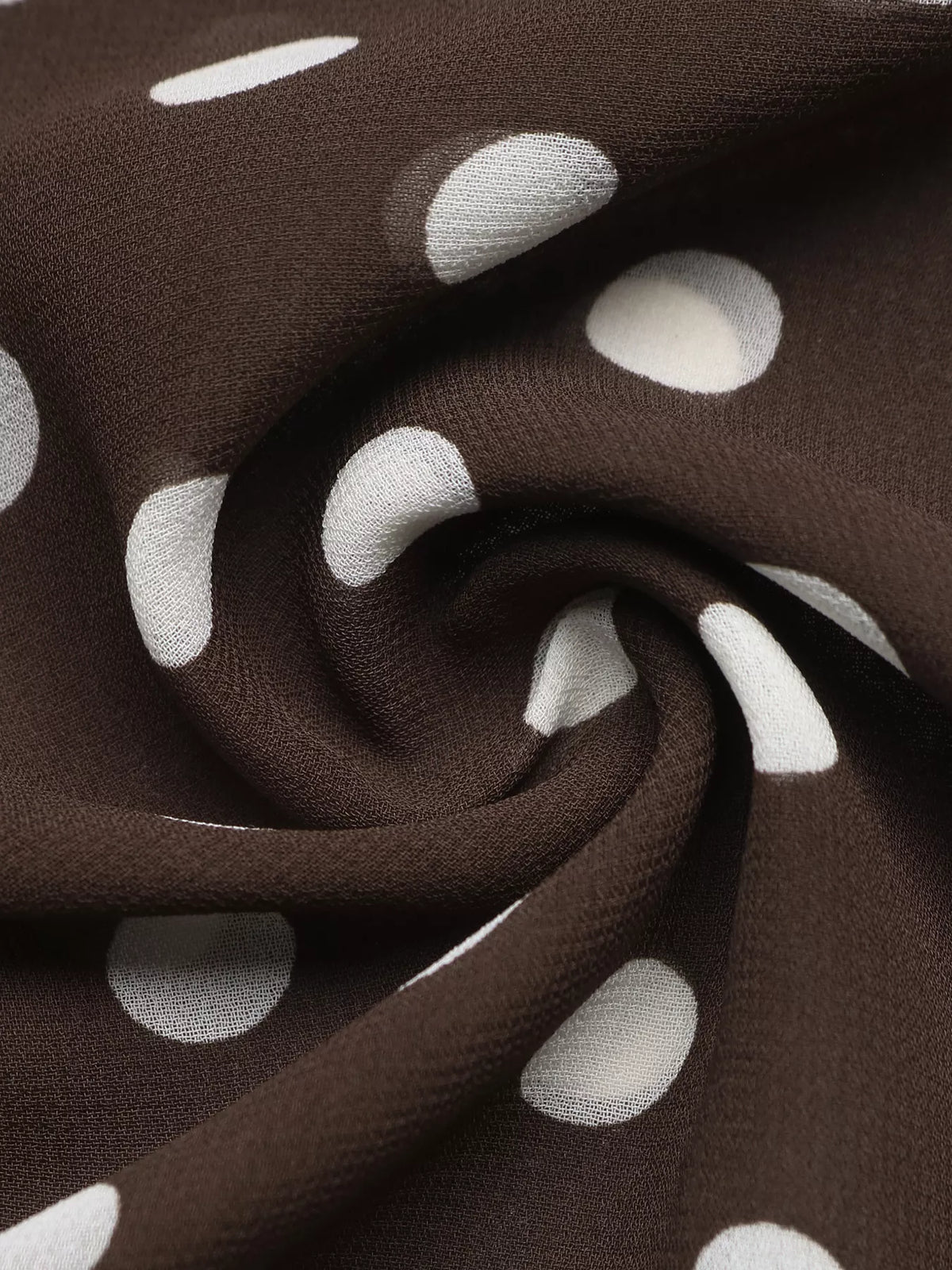 Polka Dot Mock Neck Long Sleeve Blouse