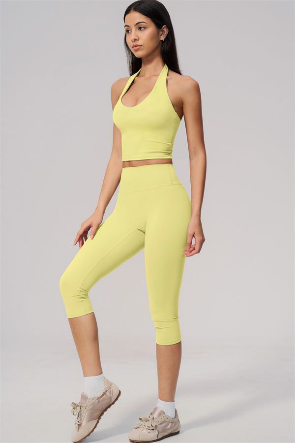 The Twirl Wide Strap Halter Crop Top