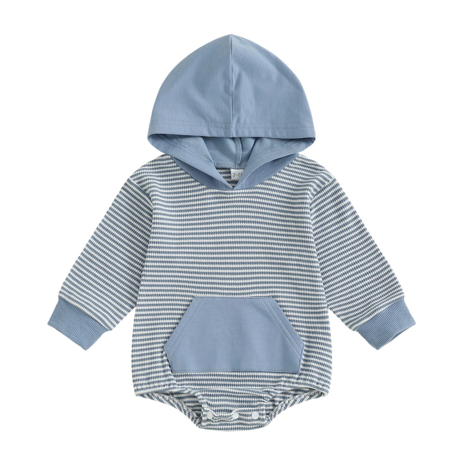 Childrens Solid-color Striped Long-sleeve Romper