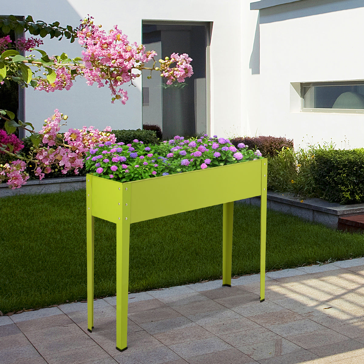Metal Raised Garden Bed with Legs and Drainage Hole-40 x 11 x 31.5 inches