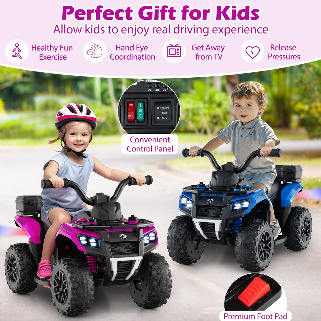 6V Kids Ride On ATV with Spray Function and Storage Box with Music