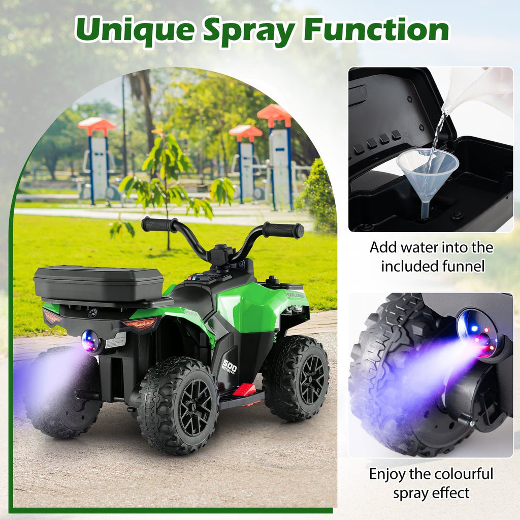 6V Kids Ride On ATV with Spray Function and Storage Box with Music