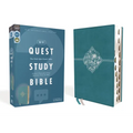 Niv, Quest Study Bible, Leathersoft, Blue, Indexed, Comfort Print: The Only Q and A Study Bible - Imitation Leather