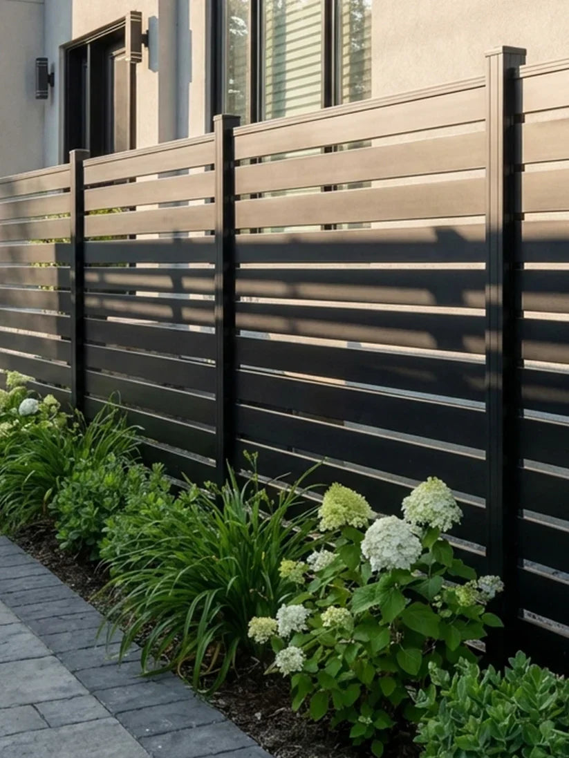 Black Aluminum Semi Privacy Fence - 6ft x 6ft