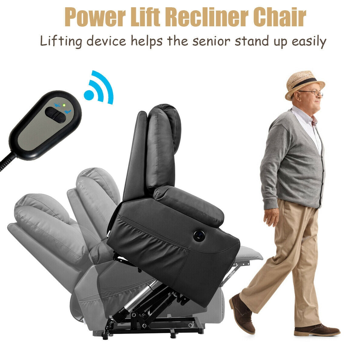 Electric Power Lift Leather Massage Sofa