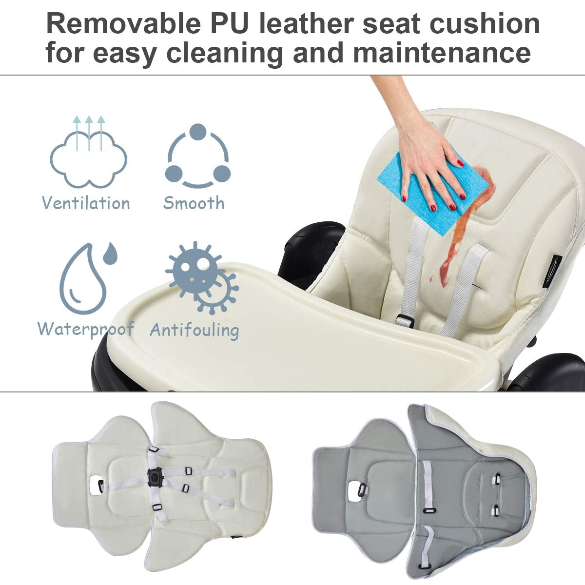 Foldable High chair with Multiple Adjustable Backrest