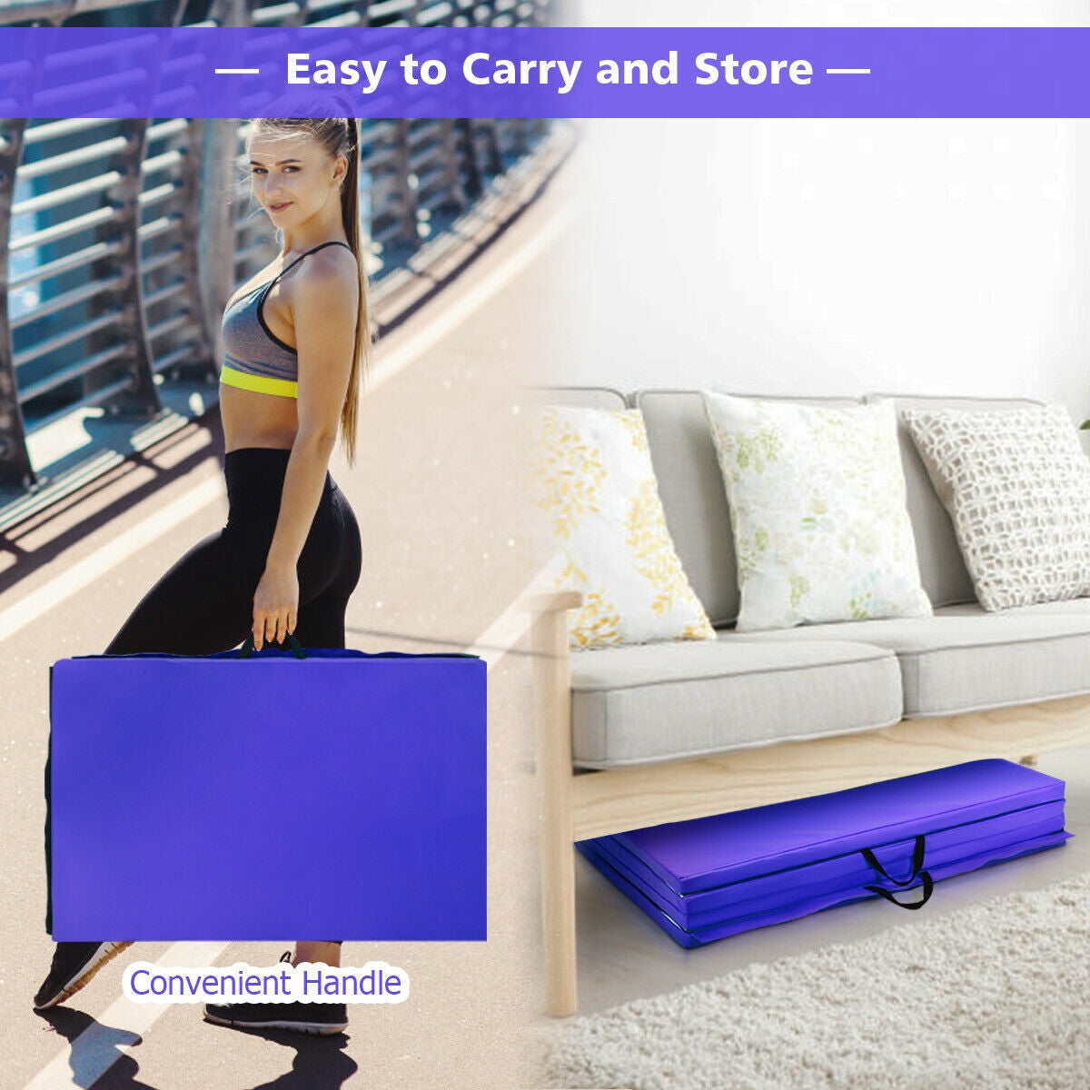 4 Feet x 10 Feet x 2 Inch Folding Gymnastics Tumbling Gym Mat