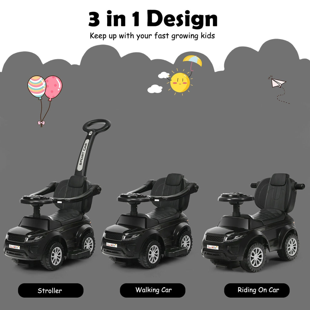 3 In 1 Ride on Push Car Toddler Stroller Sliding Car with Music-Blue