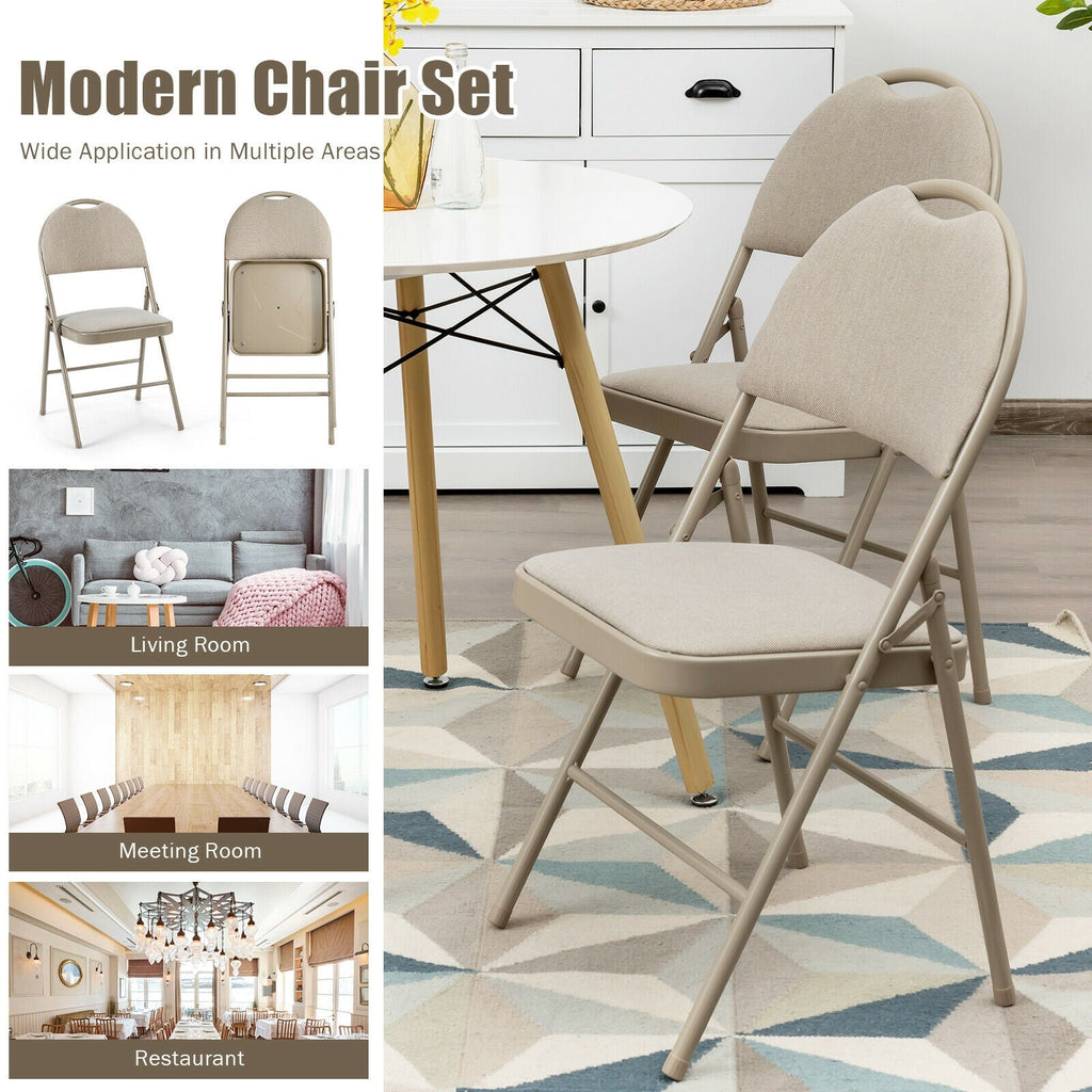 Set of 6 Folding Fabric Upholstered Metal Chairs