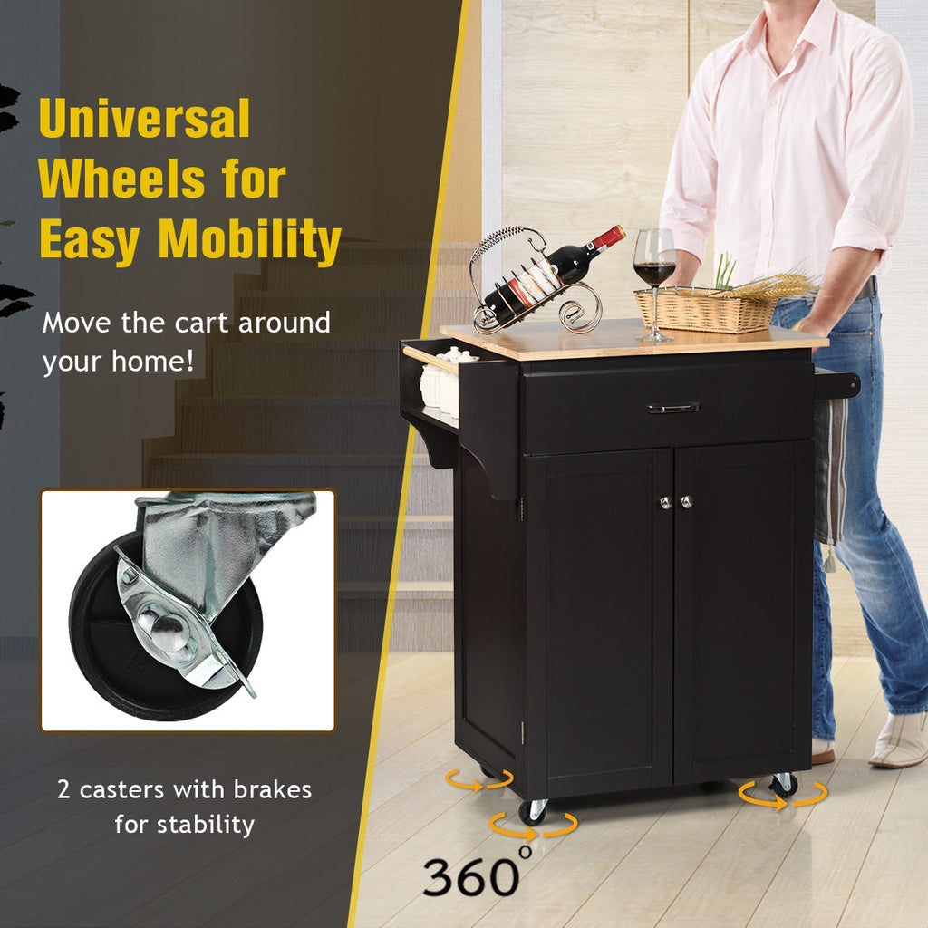 Utility Rolling Storage Cabinet Kitchen Island Cart with Spice Rack