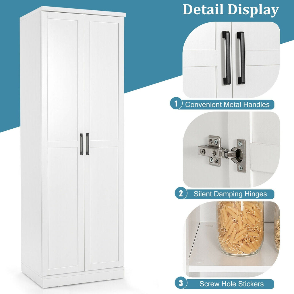 70 Inch Freestanding Storage Cabinet with 2 Doors and 5 Shelves