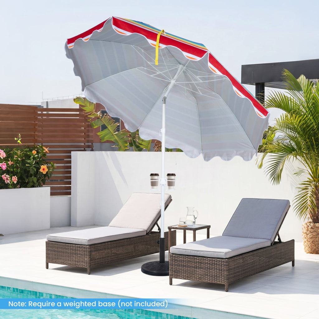 Beach Umbrella 6.5 FT with UPF 50+ Sun Protection & Sand Anchor