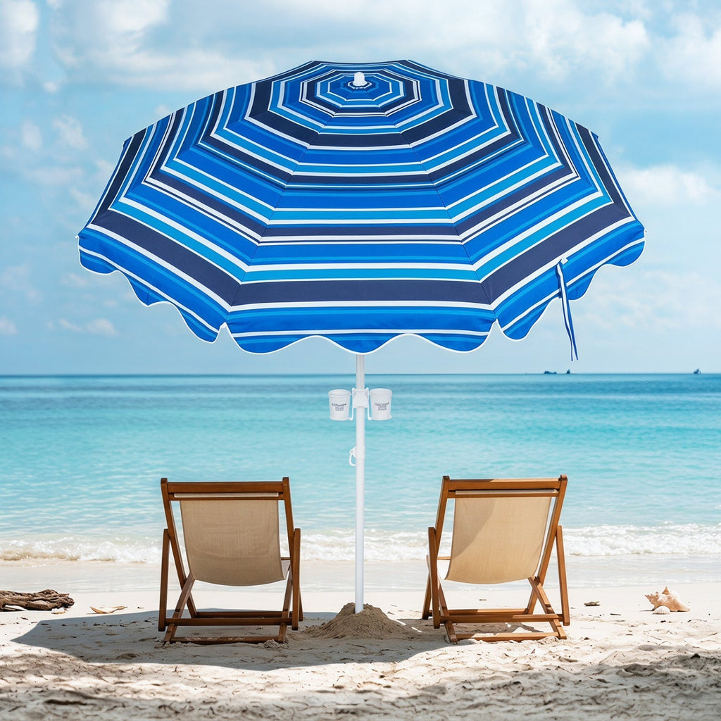 Beach Umbrella 6.5 FT with UPF 50+ Sun Protection & Sand Anchor