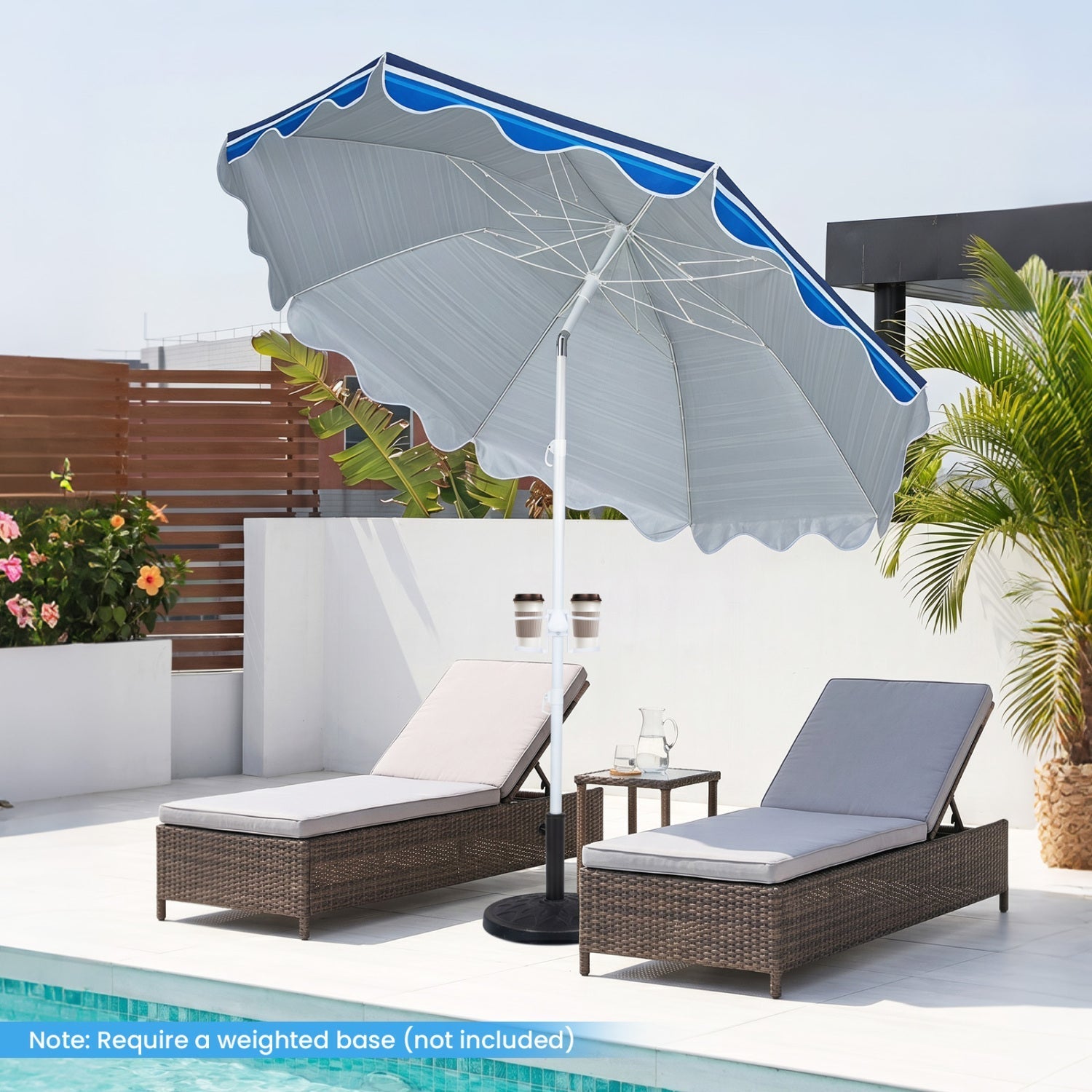 Beach Umbrella 6.5 FT with UPF 50+ Sun Protection & Sand Anchor
