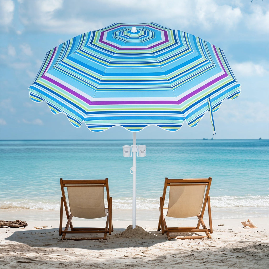 Beach Umbrella 6.5 FT with UPF 50+ Sun Protection & Sand Anchor