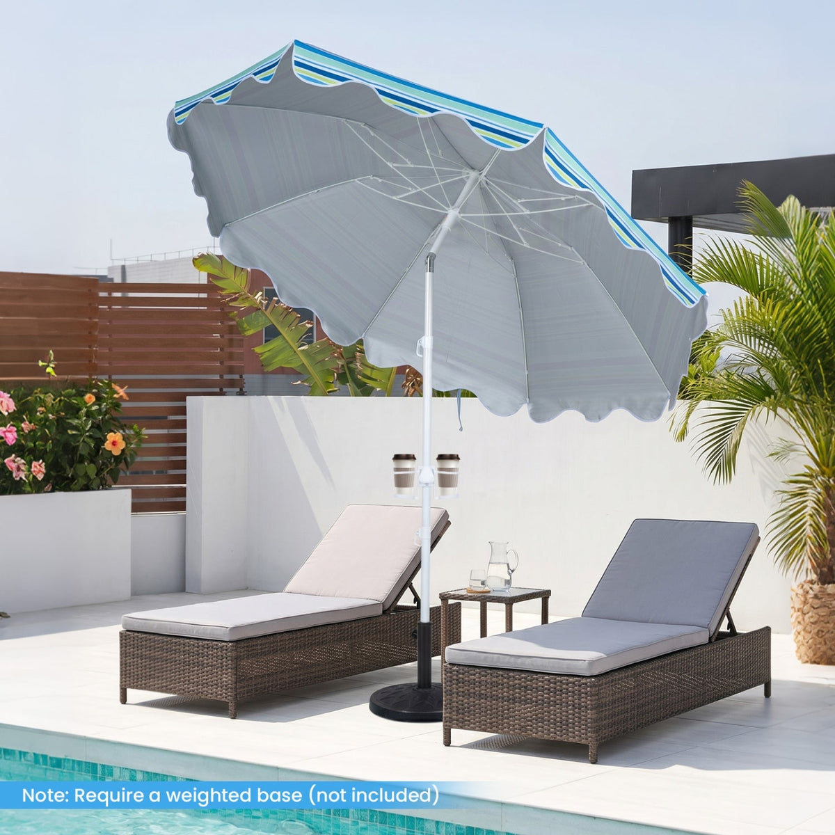 Beach Umbrella 6.5 FT with UPF 50+ Sun Protection & Sand Anchor