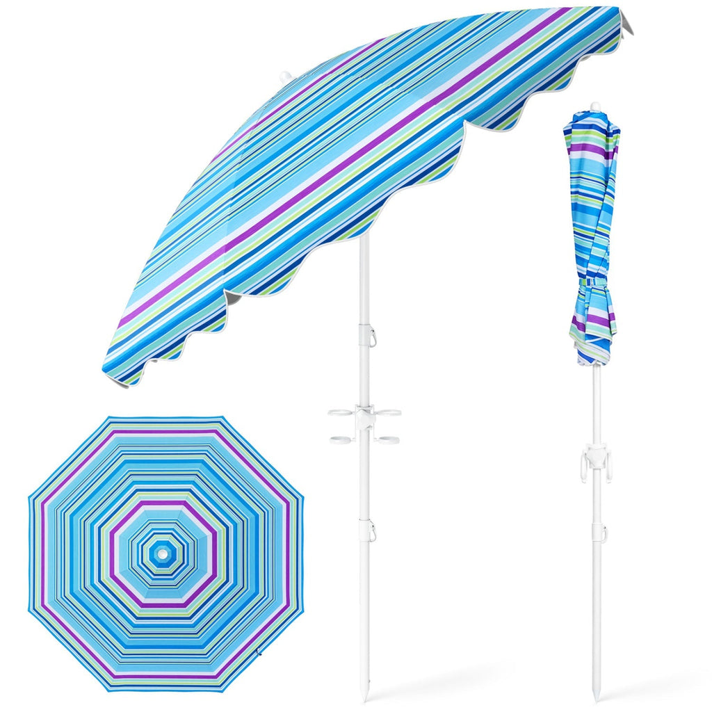 Beach Umbrella 6.5 FT with UPF 50+ and Sand Anchor